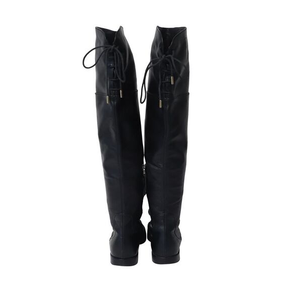 Sergio Rossi Back Thigh Lace Knee High Boots in Black  Leather - Picture 4 of 6
